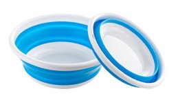 Lavatorio plegable de plastico, Azul borde blanco